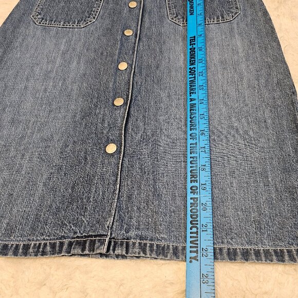 Vintage Tommy Hilfiger Y2K Women's Blue Buttons Up Denim Skirt Size 6 - Picture 5 of 7